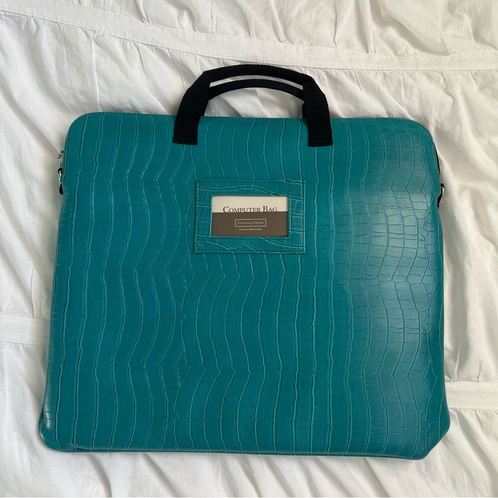 Sheffield Home Turquoise Faux Croc Computer Laptop Bag